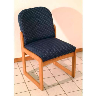 Wooden Mallet Prairie Armless Guest Chair with Sled Base, Solid Vinyl, Black/Mahogany
