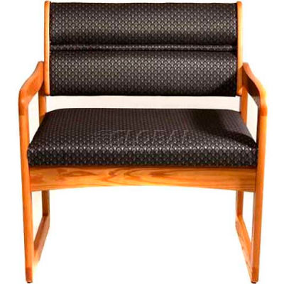 Wooden Mallet Valley Bariatric Guest Chair with Sled Base, Solid Vinyl, Black/Light Oak