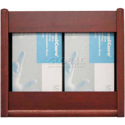 Wooden Mallet 2 Pocket Glove/Tissue Box Holder - Rectangle, Mahogany