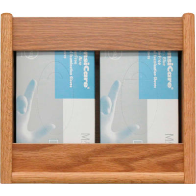 Wooden Mallet 2 Pocket Glove/Tissue Box Holder - Rectangle, Medium Oak