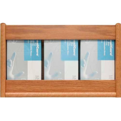 Wooden Mallet 3 Pocket Glove/Tissue Box Holder - Rectangle, Light Oak