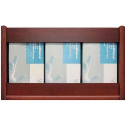 Wooden Mallet 3 Pocket Glove/Tissue Box Holder - Rectangle, Mahogany