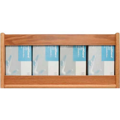 Wooden Mallet 4 Pocket Glove/Tissue Box Holder - Rectangle, Light Oak