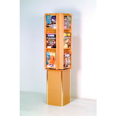 Free Standing 12 Pocket Rotary Literature Display - Light Oak