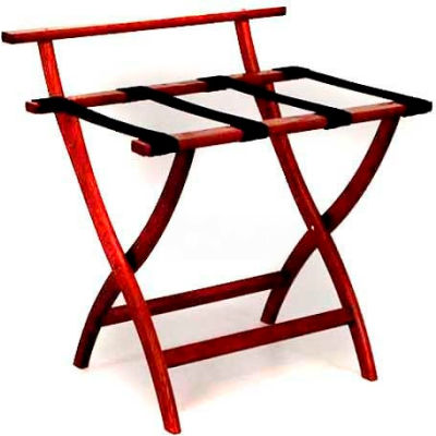 Wooden Mallet WallSaver™ Luggage Rack with Black Webbing, Mahogany