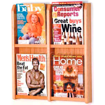 Wooden Mallet Divulge™ 4 Magazine Wall Display, Light Oak