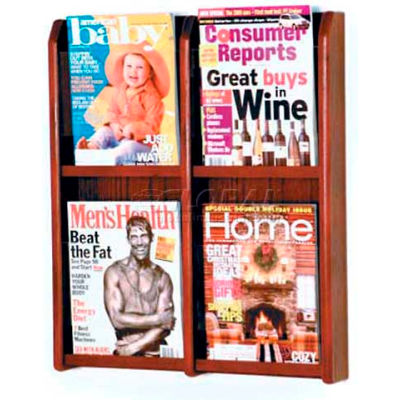 Wooden Mallet Divulge™ 4 Magazine Wall Display, Mahogany