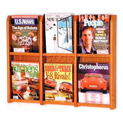 Wooden Mallet Divulge™ 6 Magazine Wall Display, Medium Oak