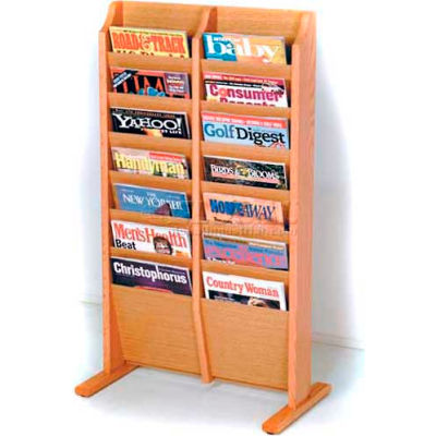 Wooden Mallet Cascade™ Free-Standing 14 Pocket Magazine Rack, Light Oak