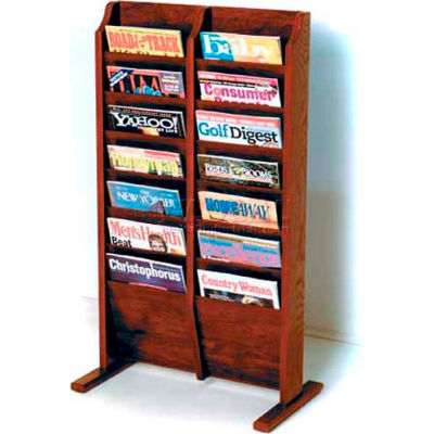 Wooden Mallet Cascade™ Free-Standing 14 Pocket Magazine Rack, Mahogany