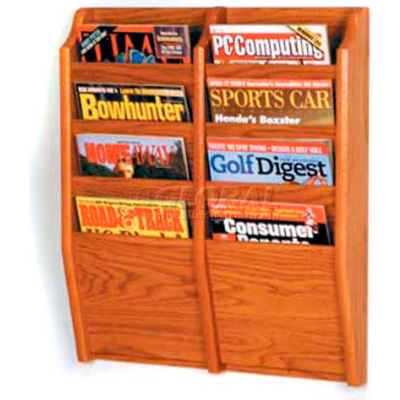 Wooden Mallet Cascade™ 8 Pocket Magazine Rack, Medium Oak