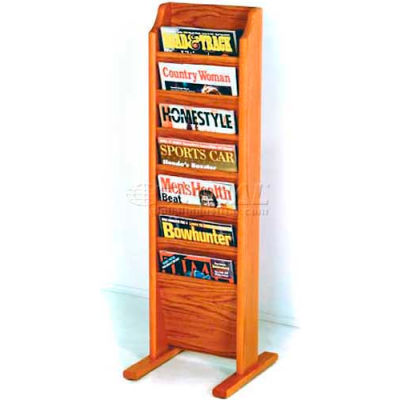 Wooden Mallet Cascade™ Free-Standing 7 Pocket Magazine Rack, Medium Oak