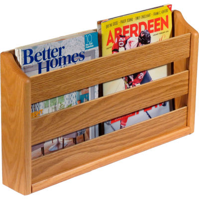 Wooden Mallet™ Wall Mount or Countertop Magazine Rack 20"W Light Oak