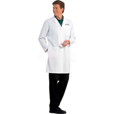 Fashion Seal Men's Lab Coat, 41"L, 100% Cotton, 36, White