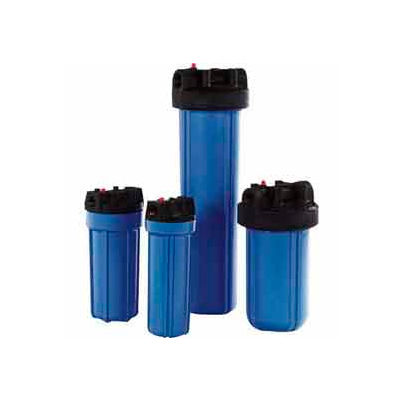 10" Residential Blue/Black Plastic Filter Housing 1/2" Port Pressure Release - Pkg Qty 12