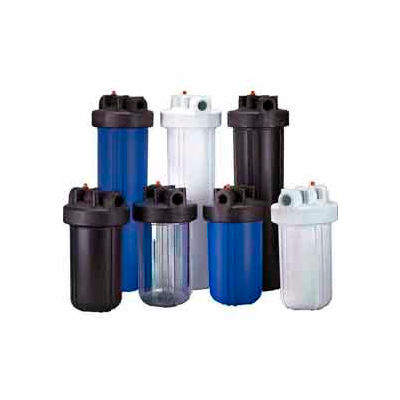 10" Full Flow White/White Plastic Filter Housing 1 1/2" Port Pressure Release - Pkg Qty 4