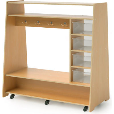 Whitney Brothers Mobile Dress-Up Center with Trays and Mirror - Natural