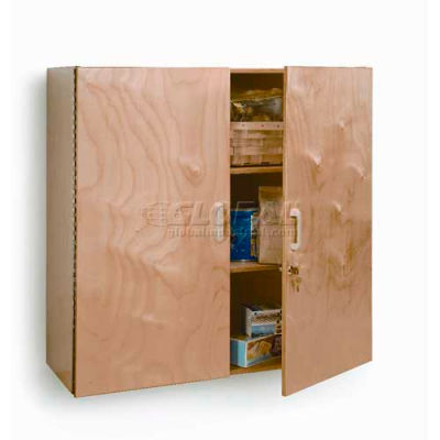 Lockable Laminated Wall Cabinet, 36"W x 15"D x 36"H, Natural