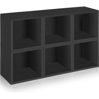 Way Basics Stackable Modular Storage 6 Cubes, Black