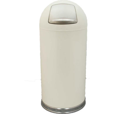 Standard 15 Gallon Steel Receptacle w/Push Door Dome Lid, Almond - 15DTAL