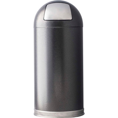 Granite 15 Gallon Steel Receptacle w/Push Door Dome Lid, Silver Vein - 15DTSVN