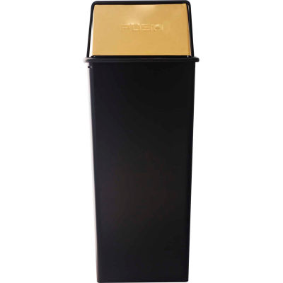 Monarch 21 Gallon Steel Receptacle w/Push Top Lid, Black w/Brass Accents - 21HT-11