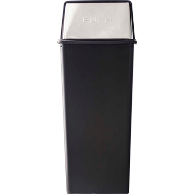 Monarch 21 Gallon Steel Receptacle w/Push Top Lid, Black w/Chrome Accents - 21HT-22