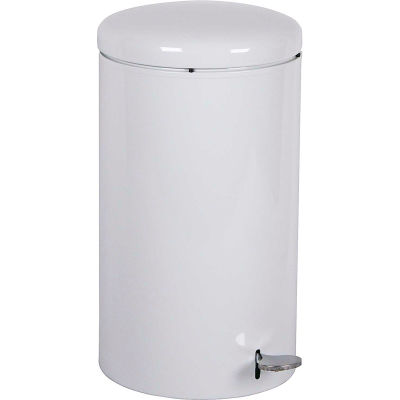 Step-On Round 7 Gallon Steel Receptacle, White - 2270WH