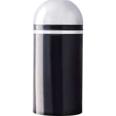 Monarch 15 Gallon Steel Receptacle w/Open Dome Top, Black w/Chrome Accents - 415DT-22