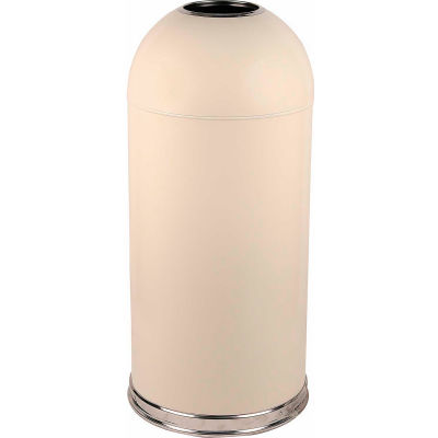Standard 15 Gallon Steel Receptacle w/Open Dome Top, Almond - 415DTAL