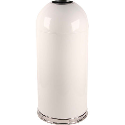 Monarch 15 Gallon Steel Receptacle w/Open Dome Top, White - 415DTWH
