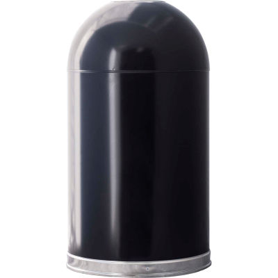 Monarch 20 Gallon Steel Receptacle w/Open Dome Top, Black - 420DTBK