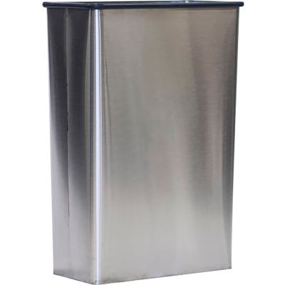 Witt Stainless Steel Wall Hugger Wastebasket Without Plastic Swing Top 22 Gallon, 70SS