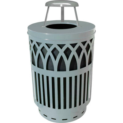 Covington 40 Gallon Steel Rain Cover Receptacle, Silver - COV40P-RC-SLV