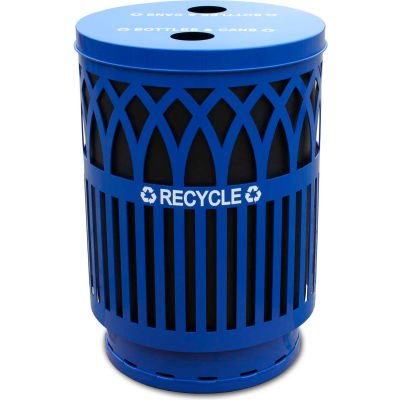 Covington 40 Gallon Flat Top Recycling Receptacle, Blue - COVR40P-FTR-BL