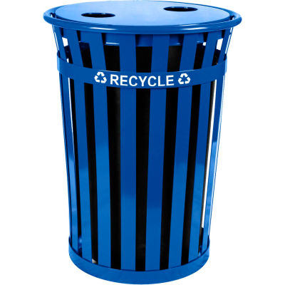 Recycling Flat Top Lid w/2 Hole Opening, Blue - M3601-FTL2H-BL