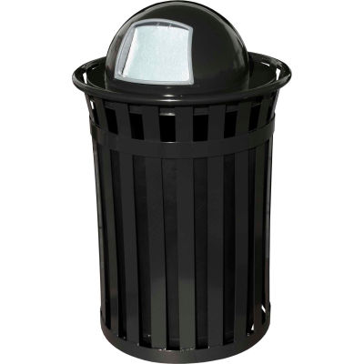 outdoor steel trash dome receptacle witt gal m5001 bk dt oakley receptacles slatted recycling gallon garbage globalindustrial liner dia plastic