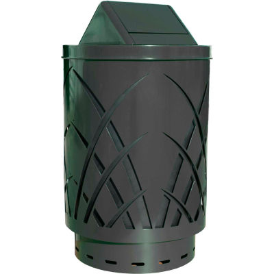 Covington Saw Grass 40 Gallon Receptacle w/Swing Top, Black - SAW40P-SWT-BK