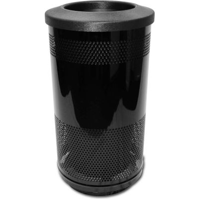 Stadium Series® 35 Gallon Receptacle w/Flat Top Lid, Black - SC35-01-BB-FT