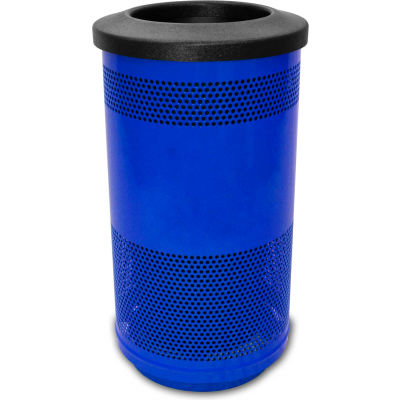 Stadium Series® 35 Gallon Receptacle w/Flat Top Lid, Blue Streak II - SC35-01-BS-FT