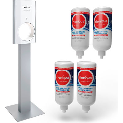 Clenova Premium Touchless Hand Sanitizer Starter Kit w/Floor Stand & 4 Refills - HSD-1001-FK