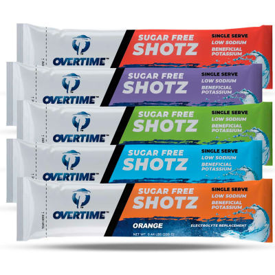 Overtime Sugar-Free Electrolyte Replacement. Single Serve Shotz for 16.9 fl oz Bottle, 80/Case