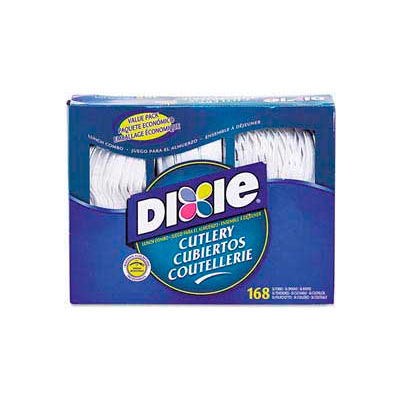 Dixie® DXECM168, Cutlery Combo, Plastic, White, 168/Box