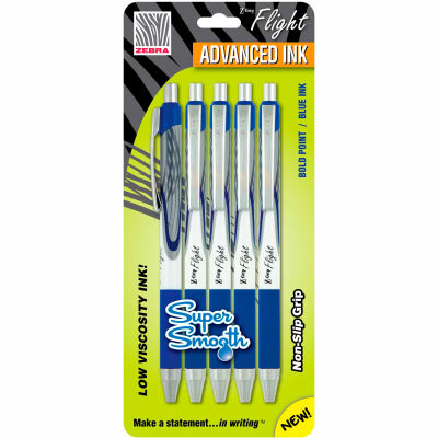 Zebra Z-Grip® Flight Retractable Ballpoint Pen - Blue Ink - 5 Pack