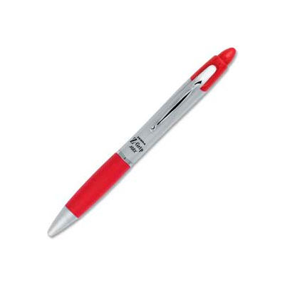 Zebra Z-Grip Max Retractable Pen, 1.0mm, Silver Barrel, Red Ink, Dozen