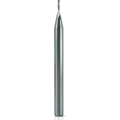 0.008" Dia., 1/8" Shank, 0.024" LOC, 1-1/2" OAL, 2 Flute Carbide Ball Single End Mill, AlTiN
