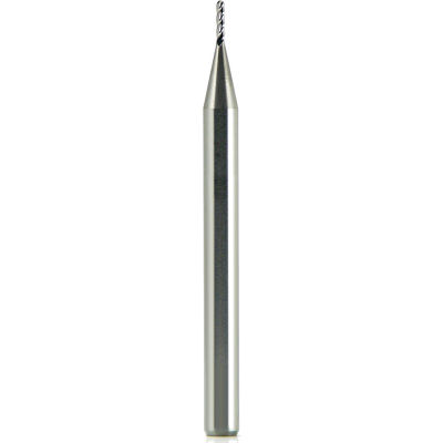 1/64" Dia., 1/8" Shank, 0.045" LOC, 1-1/2" OAL, 4 Flute Carbide Ball Single End Mill, Uncoated