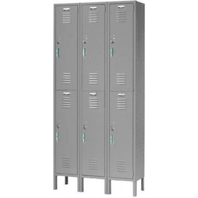 Global Industrial Capital® Double Tier 6 Door Locker, 12"Wx15"Dx36"H, Gray, Assembled