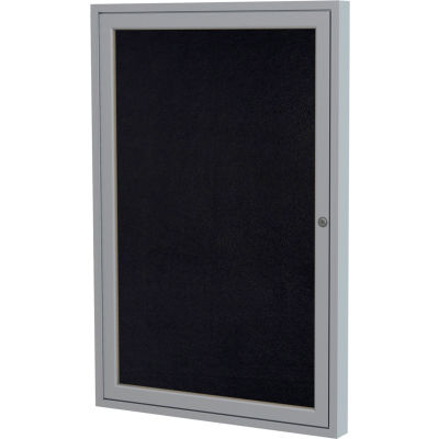Ghent Enclosed Bulletin Board - Indoor - Black Recycled Rubber - 1 Door ...
