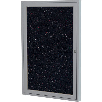 Ghent Enclosed Bulletin Board - Indoor - Confetti Recycled Rubber - 1 Door - 24" W x 36" H